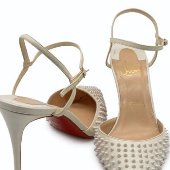 Christian Louboutin Off White Leather Baila Ankle Strap Pumps - Picture 4 of 4